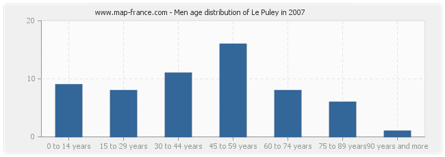 Men age distribution of Le Puley in 2007